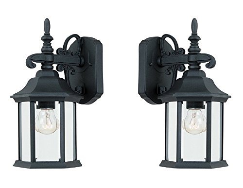 Designers Fountain Devonshire Outdoor Fixture Exterior Wall Mount Lanterns, Black Finish (2 Pack) Designers Fountain Devonshire Outdoor Fixture Exterior Wall Mount Lanterns, Black Finish (2 Pack)