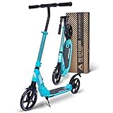 DOPPELT GEFEDERT: Der Tretroller verfügt über Stoßdämpfer, vorne und hinten - Double Shock Absorber. Eine Feder über dem Vorderrad (wie bei Mountainbikes) und eine unter dem Deck am Hinterrad. Für eine entspannte und bequeme Fahrt, einfach smooth!