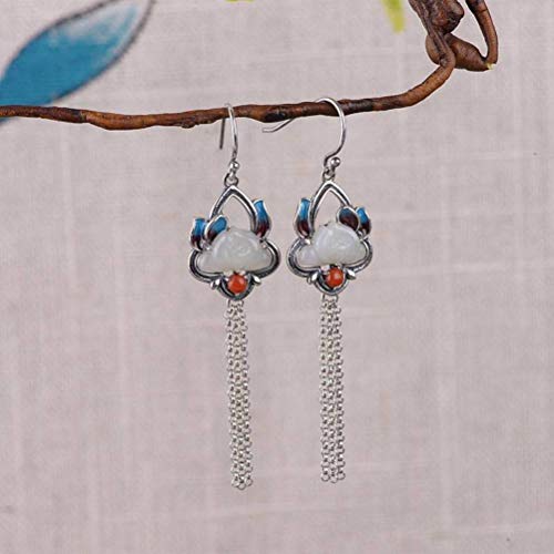 Boucles d'oreilles ethniques lotus bleu brûlé pour sublimer votre look rétro