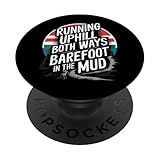 Correr cuesta arriba en ambos sentidos descalzo en el corredor de sendero de barro PopSockets PopGrip Intercambiable