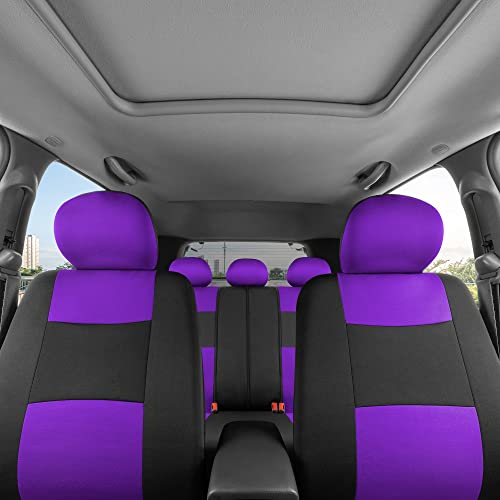 Bdk Polypro Car Seat Covers Full Set In Purple On Black – Front And Rear Split Bench Seat Covers For Cars, Easy To Install Car Seat Cover Set, Car Accessories For Auto Trucks Van Suv #TOP2