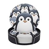 Photo Gallery set di 6 sottobicchieri in pelle a forma di pinguino, per bevande, con supporto, antiscivolo, per tazze, tappetini, decorazione divertente, per proteggere il tavolo, accessori da scrivania Photo Gallery set di 6 sottobicchieri in pelle a forma di pinguino, per bevande, con supporto, antiscivolo, per tazze, tappetini, decorazione divertente, per proteggere il tavolo, accessori da scrivania