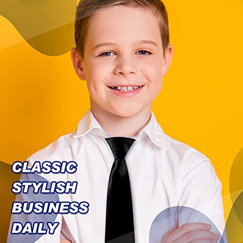2 Pieces 14 Inch Boy's Clip-on Ties Solid Color Clip-on Ties Pre-tied Neckties for Office School Graduation4