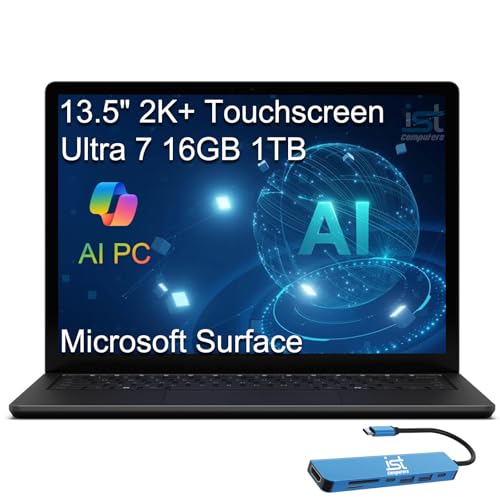 Microsoft Surface Laptop 6 AI PC for Business (13.5' 2K+ Touchscreen, Intel 16-Core Ultra 7 165H ( i7-1355U), 16GB DDR5, 1TB SSD) 18.5-Hr Long Battery Life, Backlit KB, IR Webcam, IST HUB, Win 11 Pro