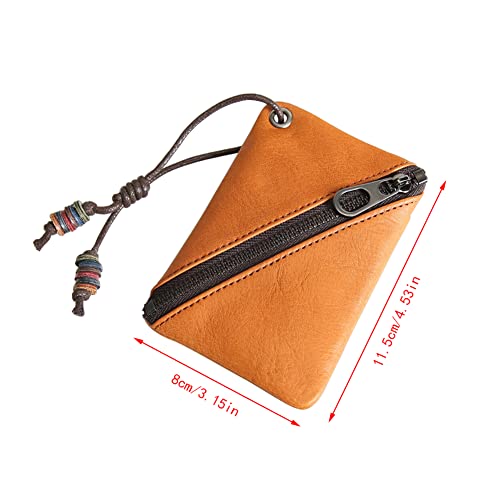 1 Pcs Leather Mini Medieval Coin Pouch, Coin Organizer, Change Holder, Ultra Thin Genuine Leather Coin Purse,Leather zipper Pouch for Men & Women2