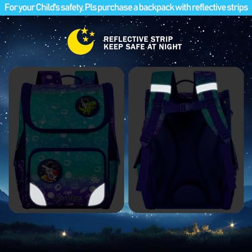 Image of HPJGD Dinosaur Backpack for Boys, 15 inch Preschool Bookbag with Lunch Box for Kids, 3PCS Astronaut Shcool Bag Set for Elementary Toddler