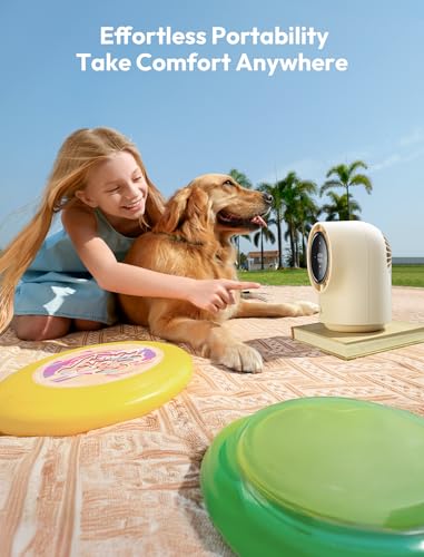 Image of Aecooly Touch Control Desk fan, 100 Speeds Quiet Digital Display Small Table Fan, 4000mAh Battery Powered Desktop Fan for Bedroom, Bedside, Office, Travel -Beige