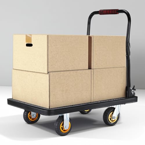 Cheston Platform Trolley for Transport 360 Degree Rubber Wheels- 500kg Capacity | Heavy Duty Foldable Cart | Trolley for Warehouse | Industrial & Home Use - Black (B0DFWXC1FF) Amazon Price History, Amazon Price Tracker