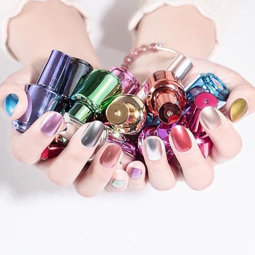 Metal Nail Polish Rose Gold Nail Varnish, Quick Drying Rose Gold Metallic Effect Nail Art Polish, Mirror Nail Varnish Long Lasting Non-Peelable Magic Mirror Gel Nail Polish No UV Needed - Image 7