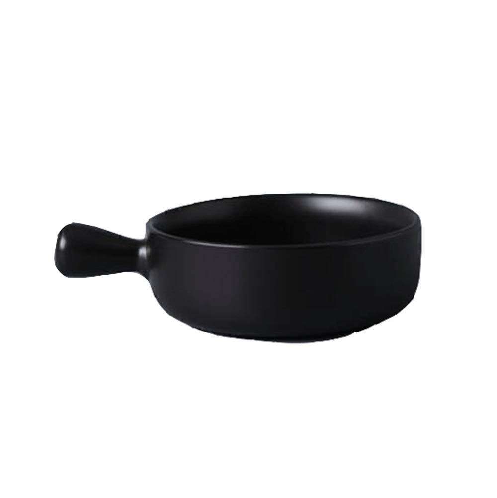 Keramikteller und Schüssel-Set, 20 x 5 cm, leicht, ideal zum Backen, Frühstück, Instant-Nudeln, Salat, Käse, ofenfestes Besteck, schwarz