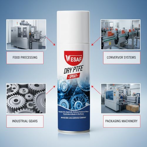 Image of Wesaf PTFE Dry Lubricant Spray 250g, Dry Lube for Food Processing and Packaging Machinery, Non-Stick, Anti-Friction and Dust Free (Grade-1011)