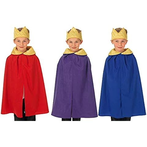 Charlie Crow King or Queen cloak Nativity / Christmas Costume for Kids | one size 3-8 yrs | Three colours available | RED Cover