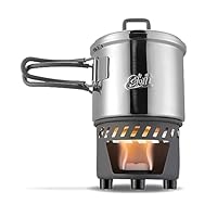 Esbit Trockenbrennstoffkochset - Outdoor Camping Kocher 585 ml mit Edelstahl Topf - klappbare Griffe - Campingkocher Set
