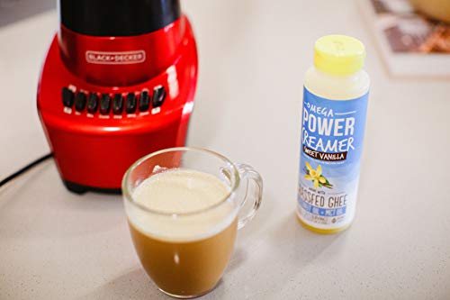 Omega PowerCreamer - French Vanilla Keto Coffee Creamer - Grassfed Ghee, MCT Oil, Organic Coconut Oil, Stevia Powder | Liquid Blend | Supports Weight Loss & Energy | Low Carb, Sugar Free (20 Servings)