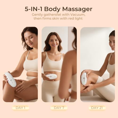 Image of Body Sculpting Machine,5-in-1 Anti Cellulite Massage Tool with Red & Blue Light, Microcurrent, Import Mode,3 Levels Vacuum Massager for Face, Thighs, Waist & Home Spa