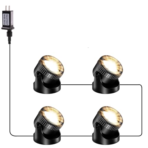 POPOSOAP Teichleuchten 4-in-1 Warmweiß Unterwasser LED Strahler IP68 Wasserdicht Landschaftsbeleuchtung Tauchlichter für Teich Garten Terrasse Brunnen Pool & Wasserfall Deko