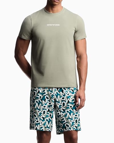 Emporio Armani Men's Bold Logo Printed Cotton Pajama Short and Tee Set2