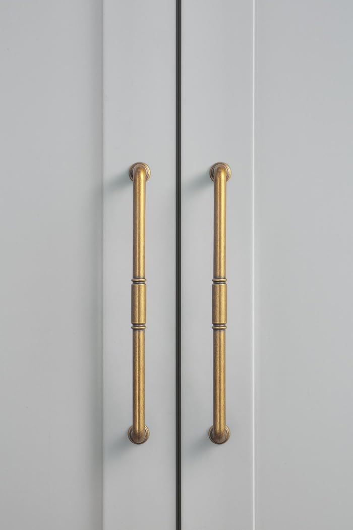 Goo-Ki 6 Pack Antqiue Brass Cabinet Pulls Drawer Handles Kitchen Hardware, 7-14/25"(192mm) c-c Vintage Bronze Retro Brass Zinc Alloy Bar Pull Handles for Cupboard Wardrobe