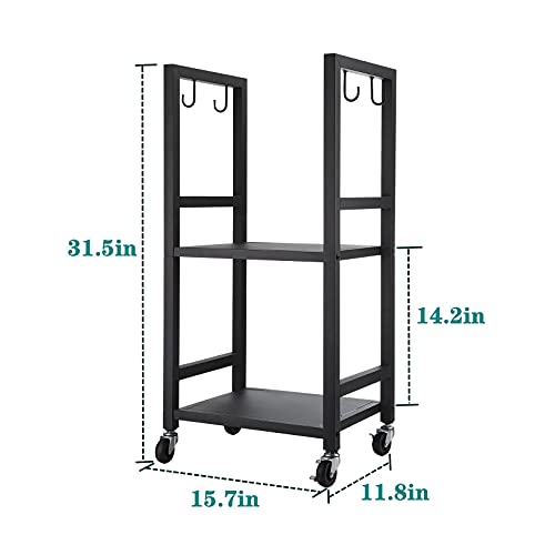 Rinlain Firewood Rack Outdoor Log Rack With Hooks Holder And Wheels, Stand Firewood Rack Indoor (15.6 X 11.7 X 31.5, Black) #TOP2