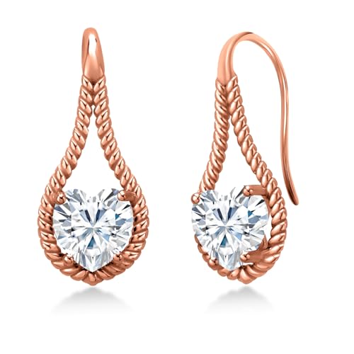 Gem Stone King 18K Rose Gold Plated Silver White Moissanite