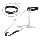 AROROMI Leder Halsband Mit O-Ring - Sklave Sexspielzeug Bondage Halsfessel Fetisch SM Fesseln Halsbänder Erotik Lederhalsband Erwachsene Sex Spielzeug für Frauen & Männer (60cm)