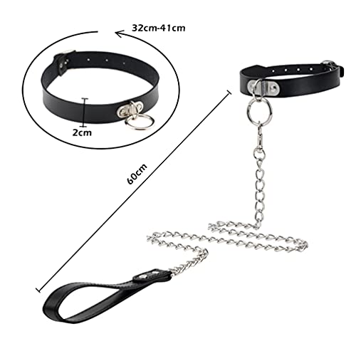 AROROMI Leder Halsband Mit O-Ring - Sklave Sexspielzeug Bondage Halsfessel Fetisch SM Fesseln Halsbänder Erotik Lederhalsband Erwachsene Sex Spielzeug für Frauen & Männer (60cm)