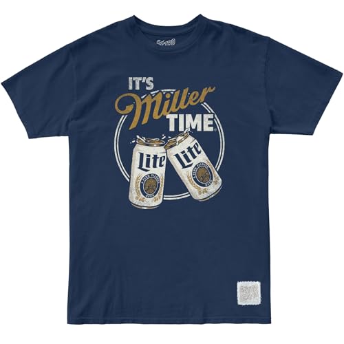Miller Lite - It's Miller Time Cheers T-Shirt (US, Alpha, X-Large, Regular, Regular, Blue)