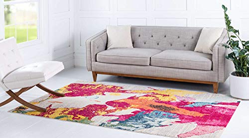 Image of Unique Loom Estrella Collection Colorful Abstract Multi Area Rug (5' 0 x 8' 0)