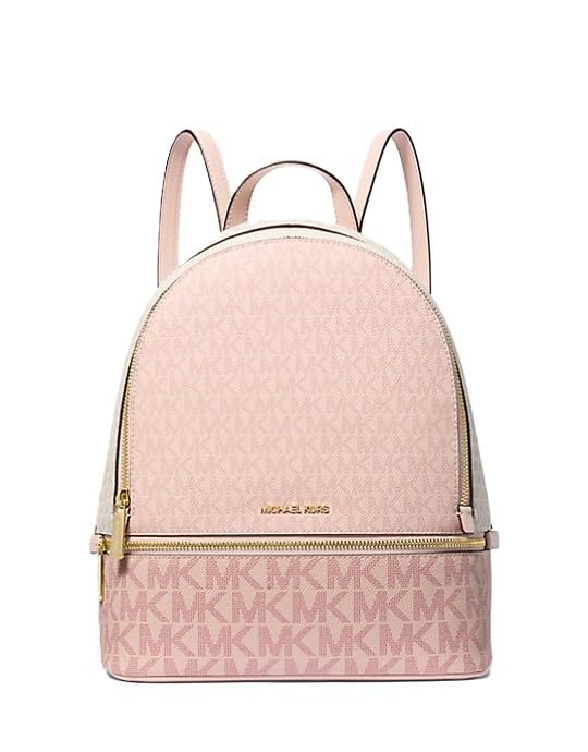 Michael Kors Mochila Rhea Medium Signature Logo Powder Blush Pink