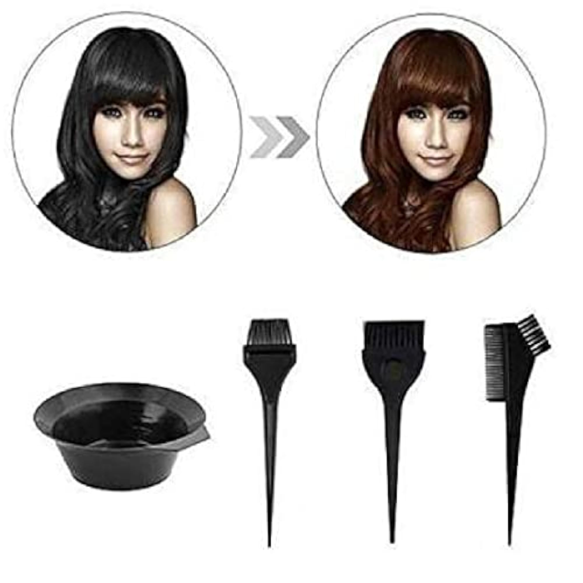 Hair Dye Colouring Kit with Mixing Bowl and Brushes