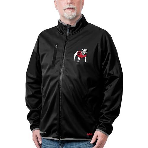 2Bhip NCAA Georgia Bulldogs Adult Mens College Black Mock Neck Softshell Full Zip Coat Jackets For Men