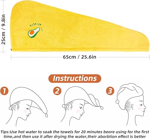 Image of DIVYAM Microfiber Hair Towel Wrap for Women Set of 3 | Quick-Dry Soft Hair Drying Cap with Elastic Loop | Lightweight Magic Head Wrap for Long, Curly & Wet Hair