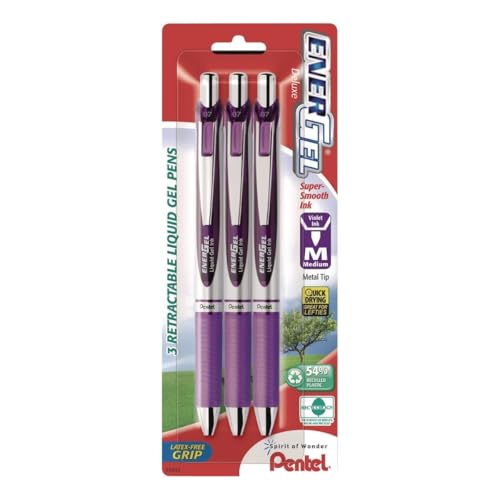 Bolígrafo gel Pentel color plata punta media pack 3 miniatura 1