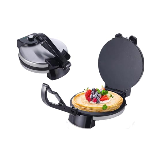 Levkitch Crepiera Elettrica con Manico,Ø32 cm,Temperatura Regolabile,Maker doppio per pancake Padella Antiaderente da Macchina,Piastra elettrica per crepes,Omelette,Tacos fatti