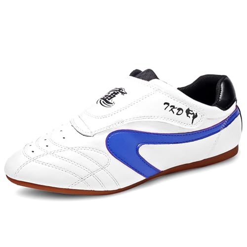 Tiujkgy Zapatos de Artes Marciales para Hombres, Zapatos de Taekwondo para Adultos, Zapatillas de Deporte para niños, Wu Shu, Karate, Kung Fu, Tai Chi, Zapatillas de Deporte,Blanca,45 EU