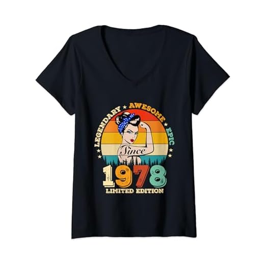 Mujer 44 Años Legendario Desde 1978 Impresionantes Mujeres 44 Cumpleaños Camiseta Cuello V