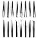 16 Pcs Kunststoff Antistatischer Pinzette，Präzise Pinzetten Elektronik Set Präzisions-Anti-Statik-Pinzette für Compute Elektronische Reparaturen Schmuck Präzisionsarbeit（8 Größe）