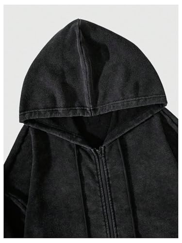 SOLY HUX Men's Gothic Zip Up Hoodies Grunge Drop Shoulder Hooded Sweatshirts Outerwear4