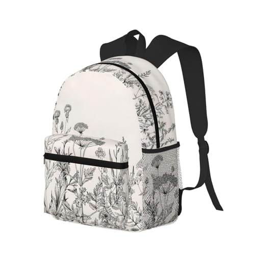 BREAUX Floral Herbs Botanical Engraving Print Lightweight And Comfortable Duffel Bag, Casual Daypack, Multipurpose Backpack2