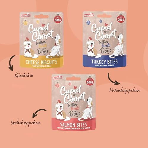 Rosewood Cupid & Comet Weihnachts-Strumpf für Hunde – Festliche Leckerlis & 2 Spielzeuge – Weihnachtliches Geschenkset für glückliche Vierbeiner