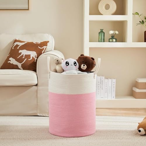 Image of Laundry Basket for Clothes | Toy Storage Basket | Washing Clothes Storage Basket | Cotton Rope Basket | Multi-Purpose Use Large Basket | Dirty Cloth Baskets Jute | 33x33x38 cm
