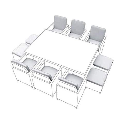 Shopisfy Grey Water Resistant Seat Pads and Cushions for Outdoor Garden/Patio Furniture - Rattan 16pc Seat Pad Set *FURNITURE NOT INCLUDED* Cover