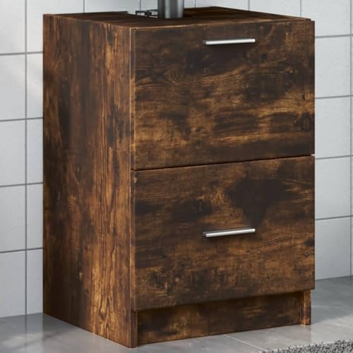 Generico Mueble lavabo roble ahumado 80 x 33 x 60 cm de madera multicapa, juego de muebles para baño, 848105
