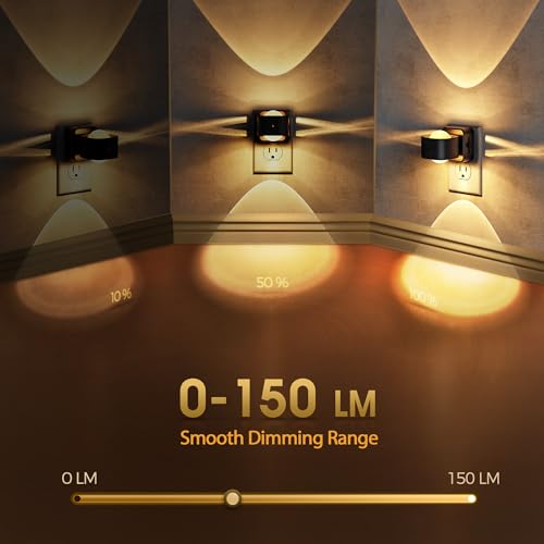 Image of Briignite Night Light Projector, LED Night Lights Plug into Wall, 180 Rotating Night Light for Kids, Dusk to Dawn Sensor, 0-150LM Dimmable, Warm White Ambient Lighting for Bathroom, Gifts