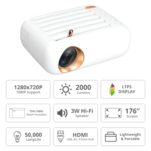 Image of BIGASUO Mini Projector with 5G WiFi and Bluetooth, Portable Projector 1080P Supported 120ANSI, Bluetooth Movie Projector for Bedroom /Outdoor, Compatible with iOS /Android /Laptop (BGP9)