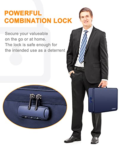 JUNDUN Fireproof Document Box, Waterproof and Fireproof Document Storage,Portable Home Fire Safe Storage Box Case with Lock for Documents,Deed and Birth Certificate,Blue - Image 5