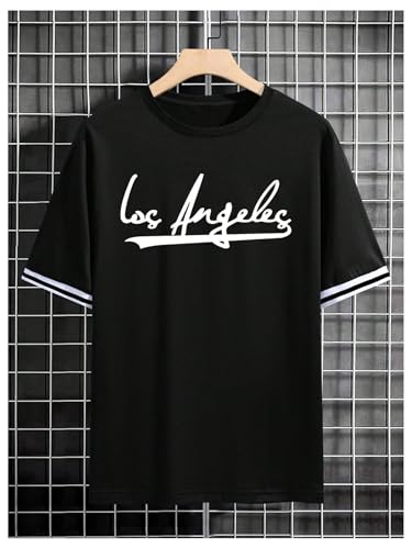 Milumia Men's Letter Graphic Short Sleeve Shirts Crew Neck Casual Tee Shirt Tops3