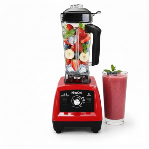 NeuOn POWER MIX Blender Mixer Grinder 1000W – Professional Kitchen Blender with 2L Jar, Variable Speed Control, Red & Black, Heavy-Duty Motor for Smoothies, Juices, Masala & Food Prep