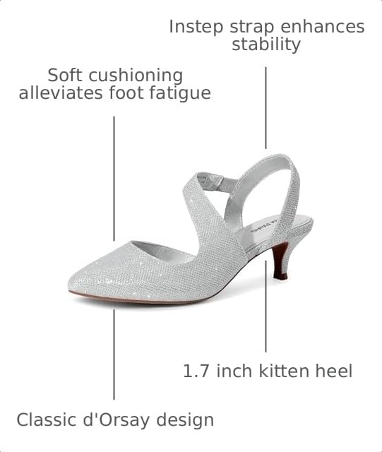Image of DREAM PAIRS Kitten Heels for Women Closed Toe Pointed Toe Low Heel Strappy Pumps Party Dance Wedding Dress Shoes for Women