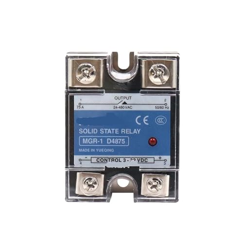 Relais à semi-conducteurs MGR-1 D4875 SSR-75DA monophasé entrée 3-32VAC sortie 24-480VAC avec radiateur